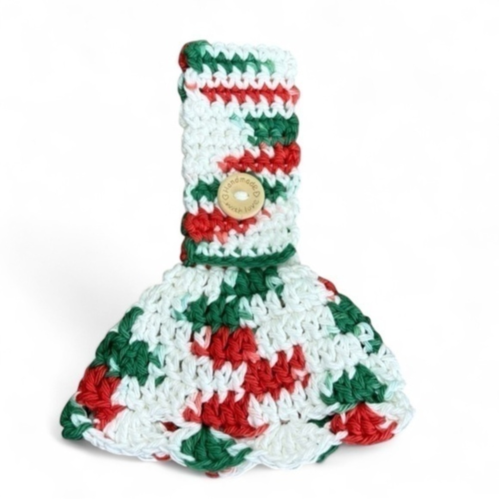 Kitchen‎ Tea Hand Towel Topper Holder Christmas Holiday Cotton Crochet by Seller